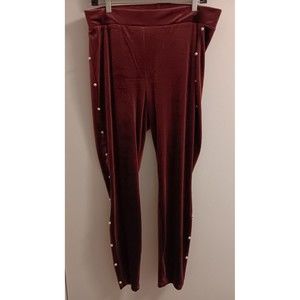 Torrid Velvet Leggings Size 2 Stretchy Waist Pearl Accent Purple